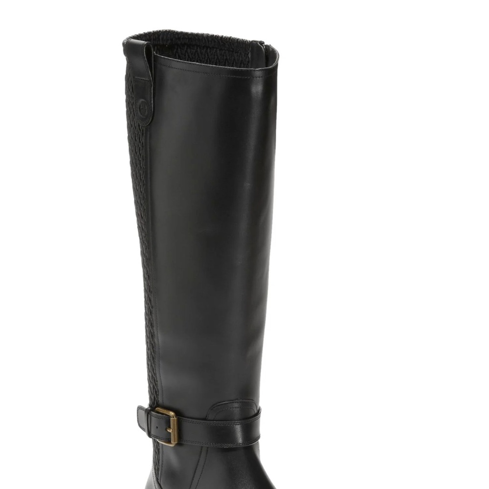 Cole Haan Galina ruched back riding boots in black leather size 5.5 - Picture 3 of 5